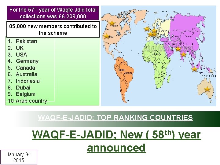 For the 57 th year of Waqfe Jdid total collections was £ 6, 209,