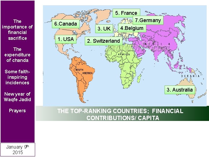 The importance of financial sacrifice 6. Canada 1. USA 5. France 7. Germany 4.