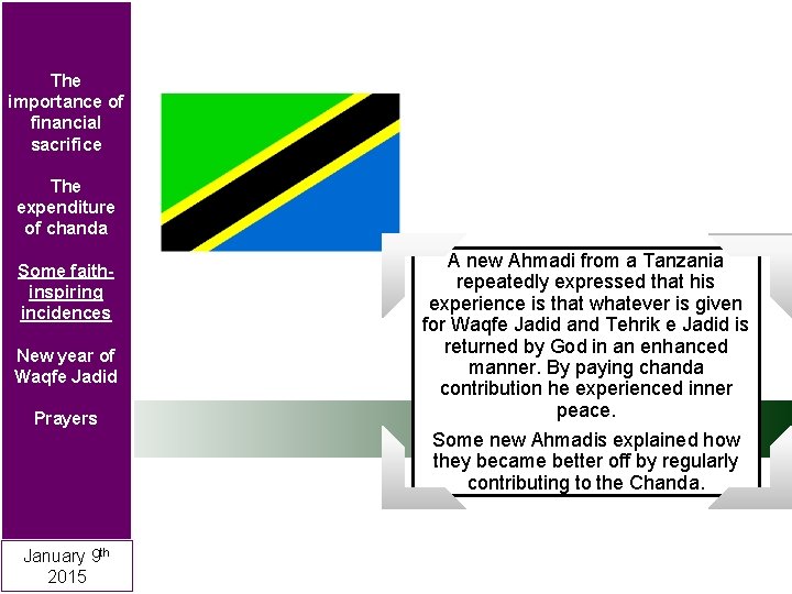 The importance of financial sacrifice The expenditure of chanda Some faithinspiring incidences New year