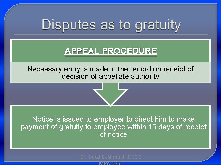 APPEAL PROCEDURE Necessary entry is made in the record on receipt of decision of