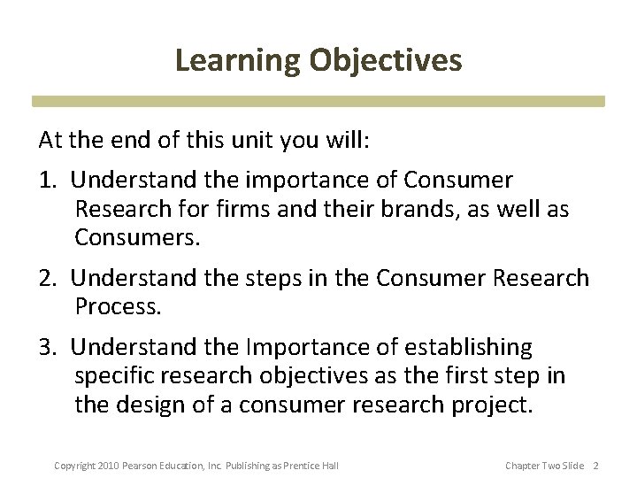 Learning Objectives At the end of this unit you will: 1. Understand the importance
