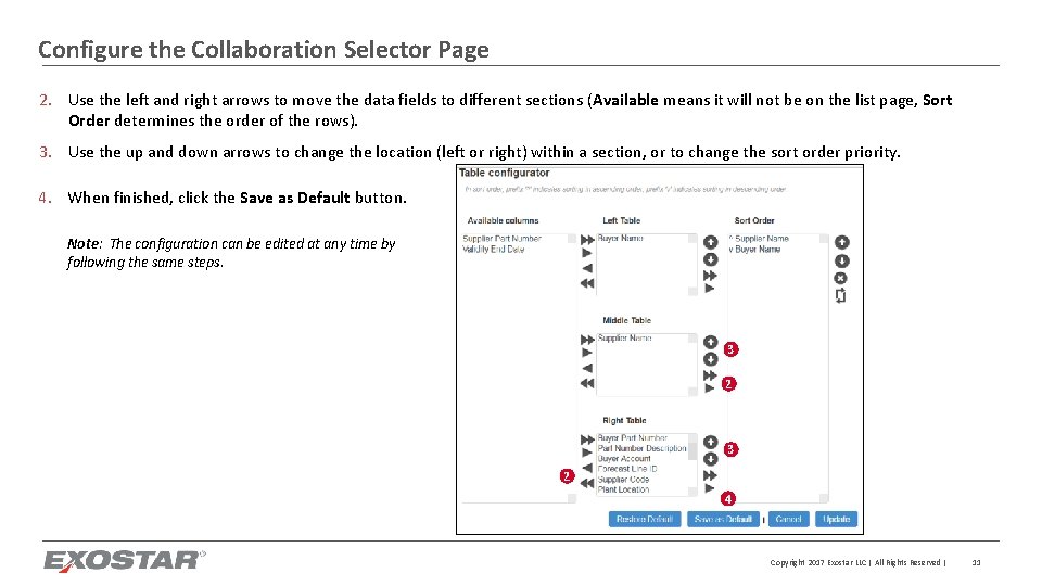 Configure the Collaboration Selector Page 2. Use the left and right arrows to move