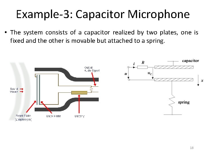 Example-3: Capacitor Microphone • The system consists of a capacitor realized by two plates, Example-3: Capacitor Microphone • The system consists of a capacitor realized by two plates,