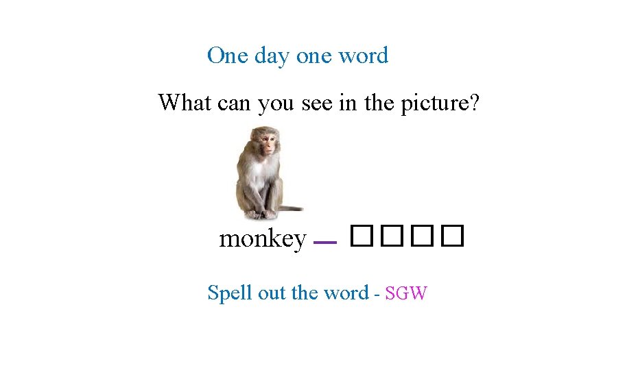 One day one word What can you see in the picture? monkey ���� Spell