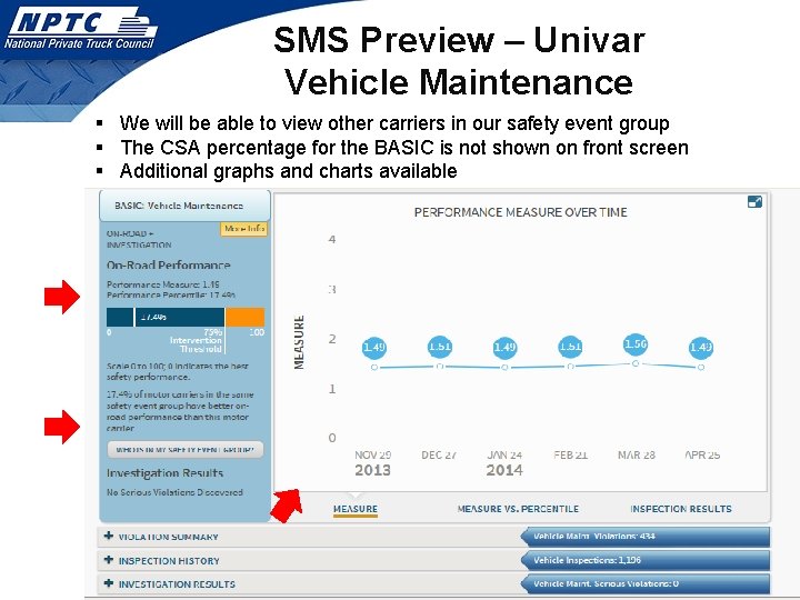 SMS Preview – Univar Vehicle Maintenance § We will be able to view other