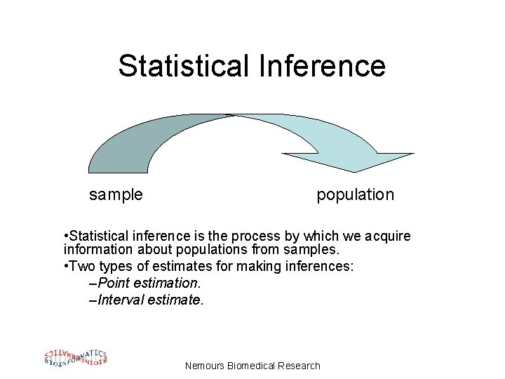Statistical Inference sample population • Statistical inference is the process by which we acquire