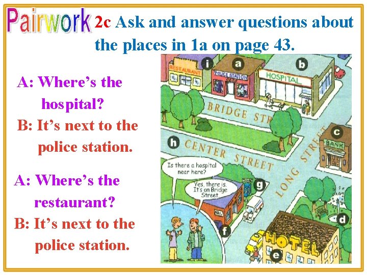 2 c Ask and answer questions about the places in 1 a on page