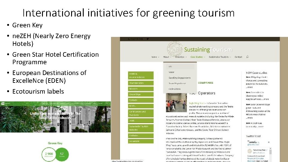 International initiatives for greening tourism • Green Key • ne. ZEH (Nearly Zero Energy
