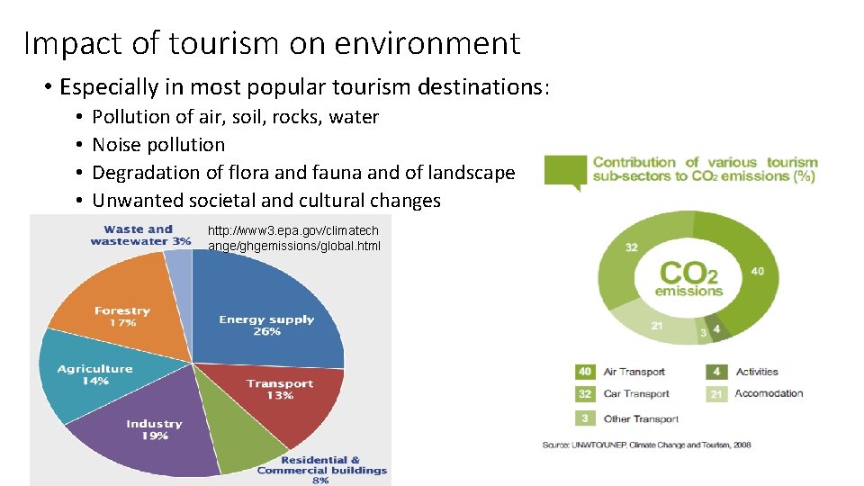 Impact of tourism on environment • Especially in most popular tourism destinations: • •