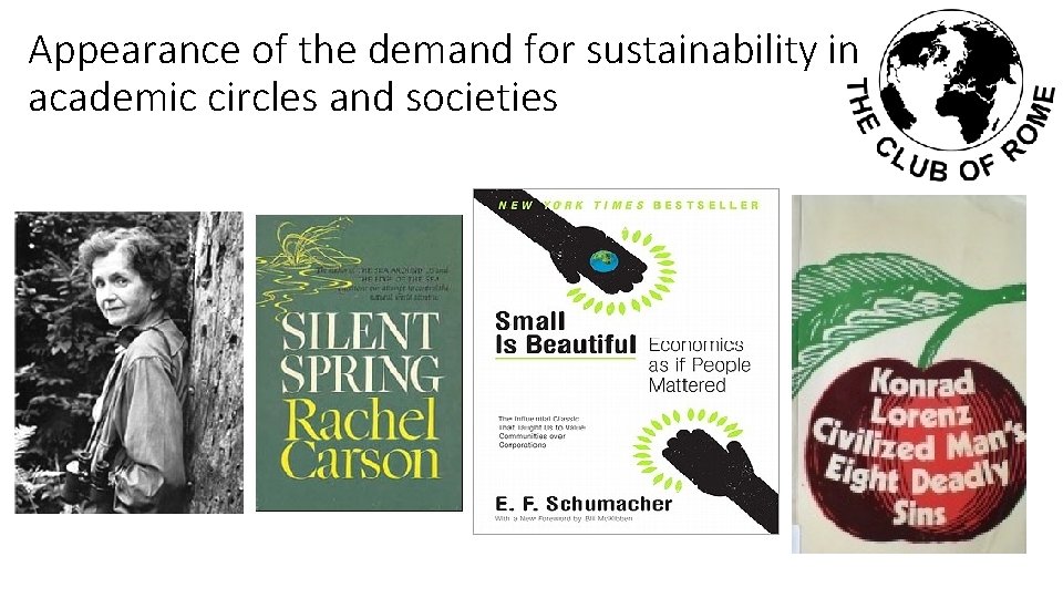 Appearance of the demand for sustainability in academic circles and societies 