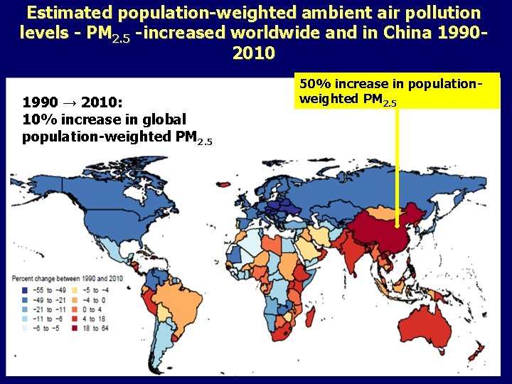 Estimated population-weighted ambient air pollution levels - PM 2. 5 -increased worldwide and in