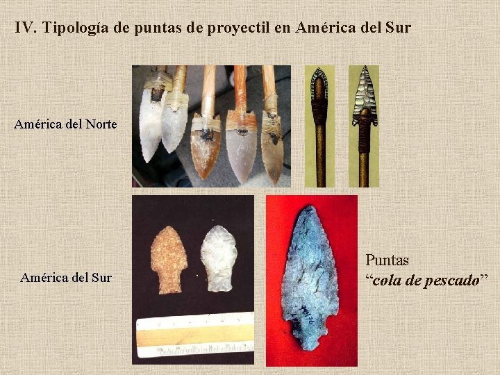 IV. Tipología de puntas de proyectil en América del Sur América del Norte América