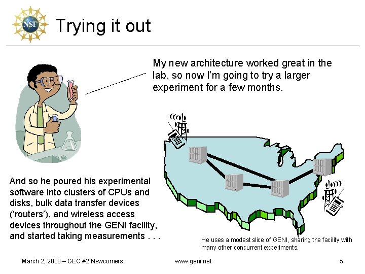Trying it out My new architecture worked great in the lab, so now I’m