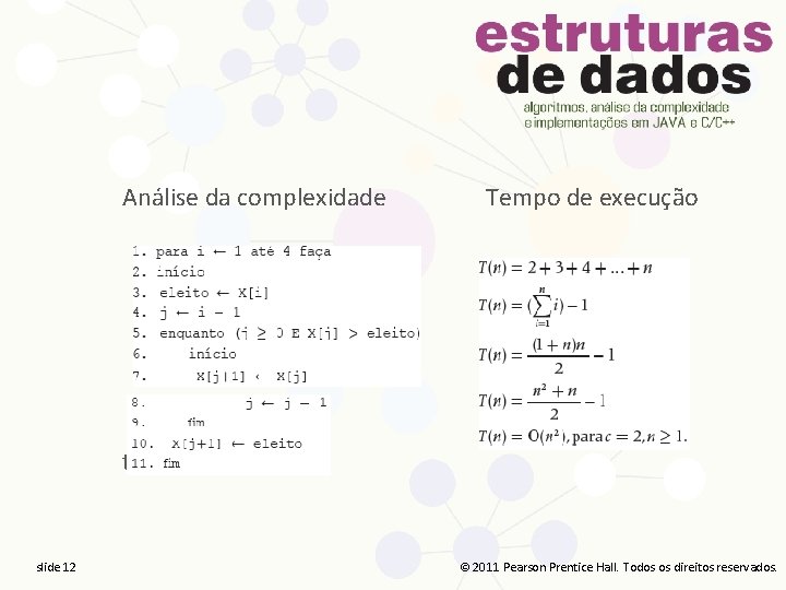 Análise da complexidade Tempo de execução tem slide 12 12 slide 12 2011 Pearson