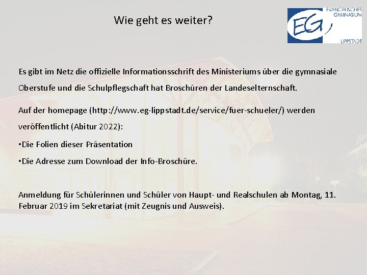 Wie geht es weiter? Es gibt im Netz die offizielle Informationsschrift des Ministeriums über