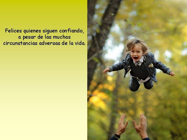 Felices quienes siguen confiando, a pesar de las muchas circunstancias adversas de la vida.