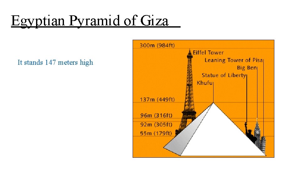 Egyptian Pyramid of Giza It stands 147 meters high 