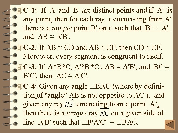  4 C-1: If A and B are distinct points and if A' is