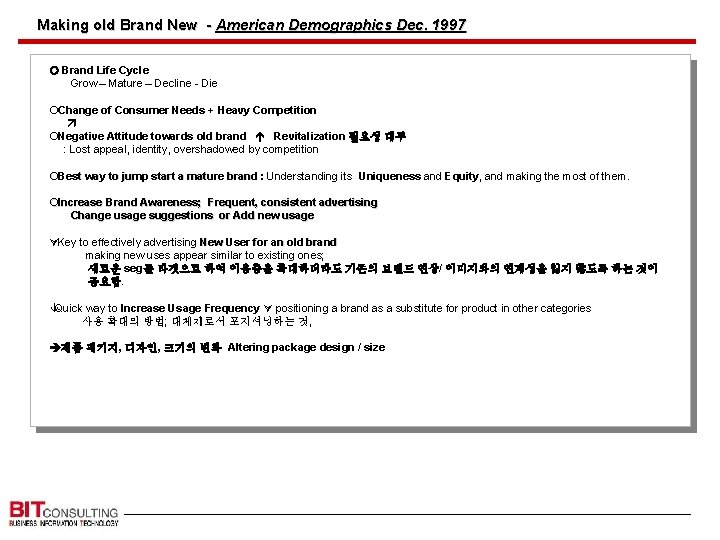 Making old Brand New - American Demographics Dec. 1997 Brand Life Cycle Grow –