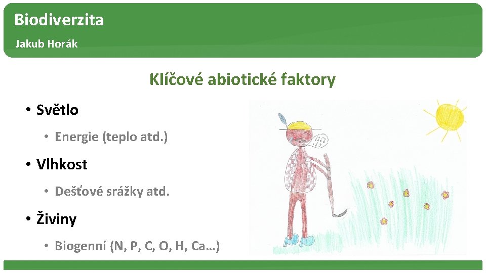 Biodiverzita Jakub Horák Klíčové abiotické faktory • Světlo • Energie (teplo atd. ) •