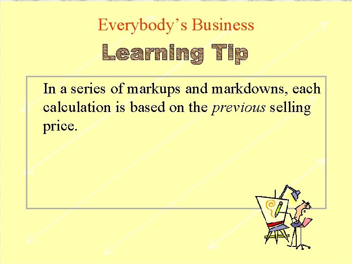 Everybody’s Business In a series of markups and markdowns, each calculation is based on