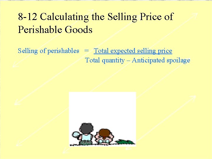 8 -12 Calculating the Selling Price of Perishable Goods Selling of perishables = Total