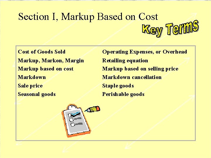 Section I, Markup Based on Cost of Goods Sold Markup, Markon, Margin Markup based