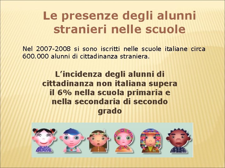 Le presenze degli alunni stranieri nelle scuole Nel 2007 -2008 si sono iscritti nelle