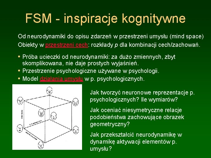 FSM - inspiracje kognitywne Od neurodynamiki do opisu zdarzeń w przestrzeni umysłu (mind space)