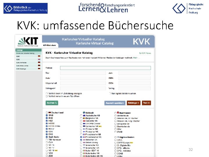KVK: umfassende Büchersuche 32 