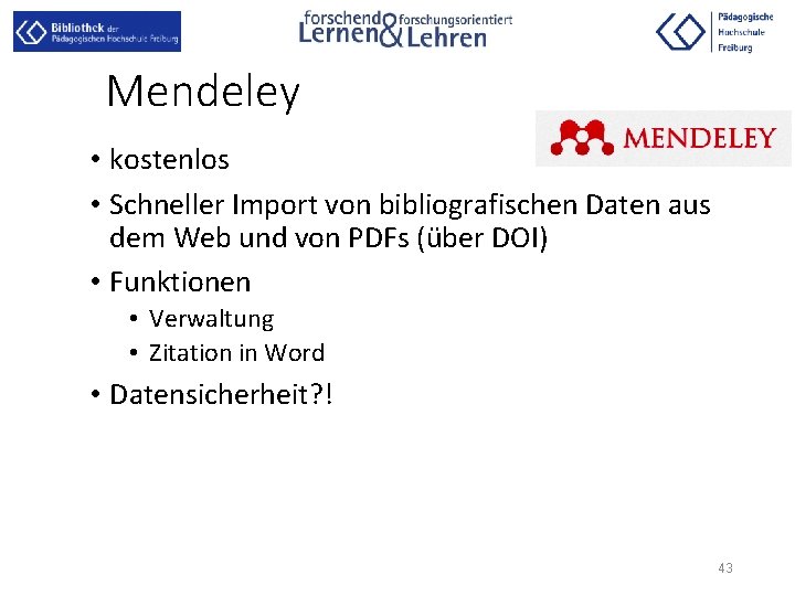 Mendeley • kostenlos • Schneller Import von bibliografischen Daten aus dem Web und von