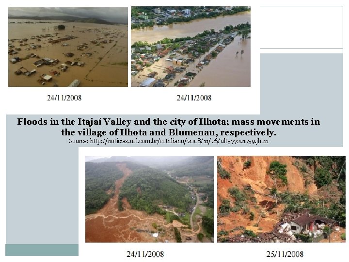 Floods in the Itajaí Valley and the city of Ilhota; mass movements in the