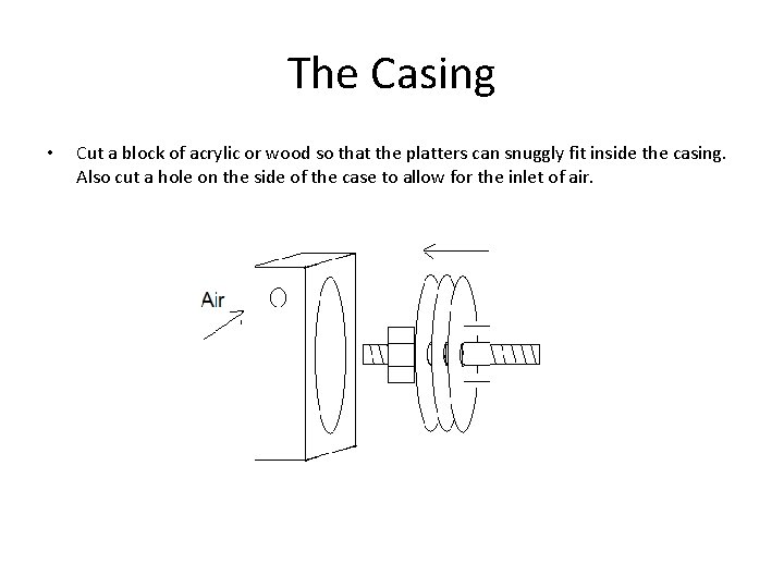 The Casing • Cut a block of acrylic or wood so that the platters