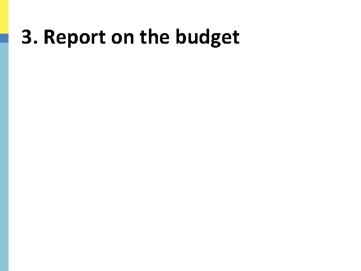 3. Report on the budget 