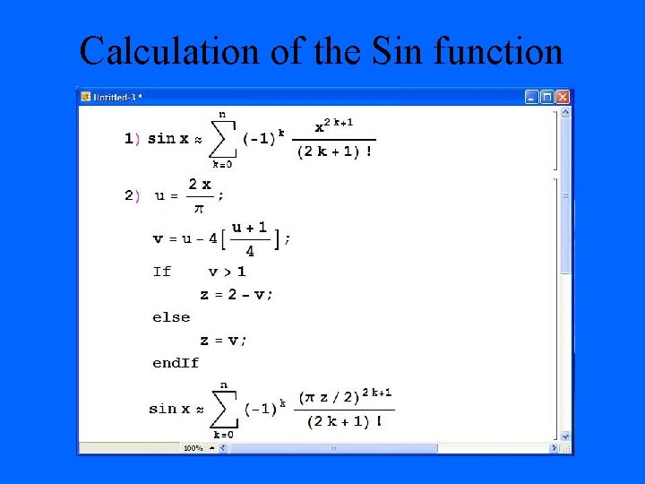 Calculation of the Sin function 