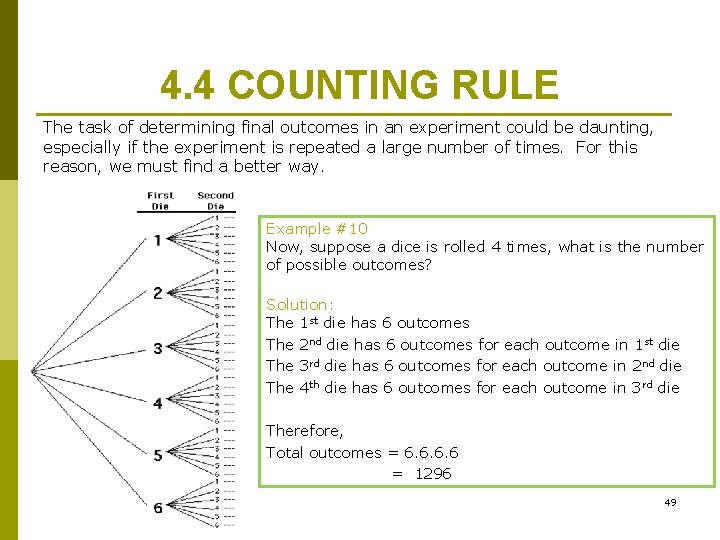 4. 4 COUNTING RULE The task of determining final outcomes in an experiment could 4. 4 COUNTING RULE The task of determining final outcomes in an experiment could
