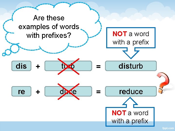 Are these examples of words with prefixes? NOT a word with a prefix dis