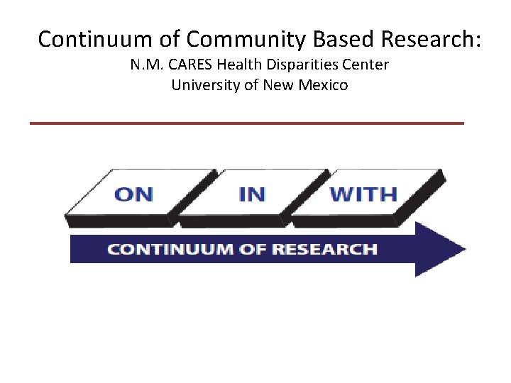 Continuum of Community Based Research: N. M. CARES Health Disparities Center University of New