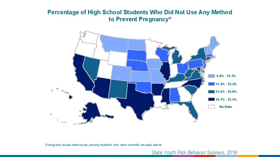 Percentage of High School Students Who Did Not Use Any Method to Prevent Pregnancy*