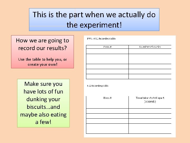 This is the part when we actually do the experiment! How we are going