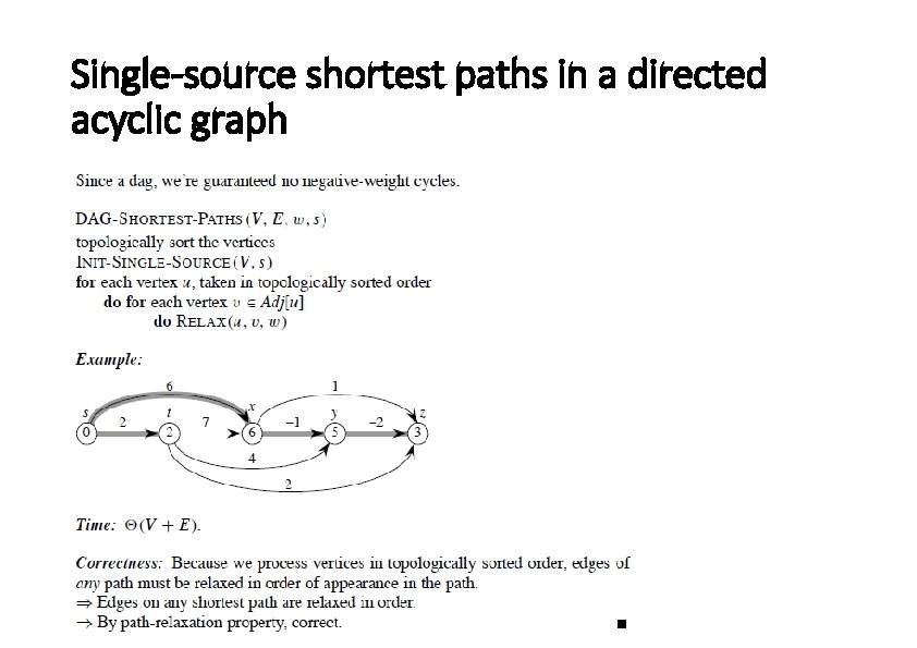 Single-source shortest paths in a directed acyclic graph Single-source shortest paths in a directed acyclic graph