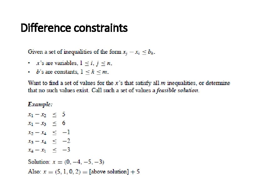 Difference constraints 