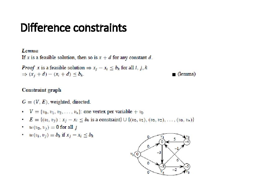 Difference constraints 