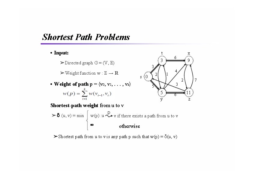 Shortest Path Problems • Input: t 3 ➢Directed graph G = (V, E) 3 Shortest Path Problems • Input: t 3 ➢Directed graph G = (V, E) 3