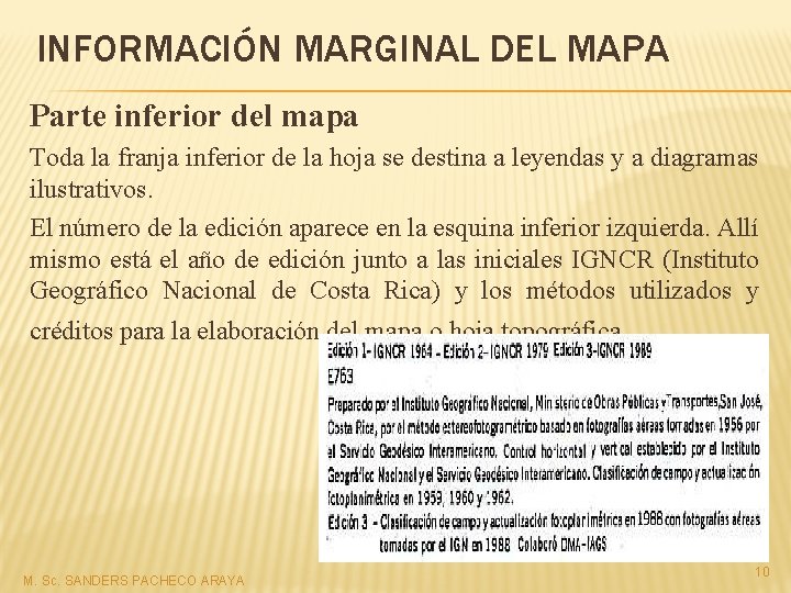 INFORMACIÓN MARGINAL DEL MAPA Parte inferior del mapa Toda la franja inferior de la