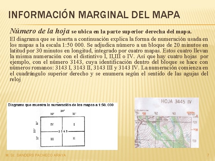INFORMACIÓN MARGINAL DEL MAPA Número de la hoja se ubica en la parte superior