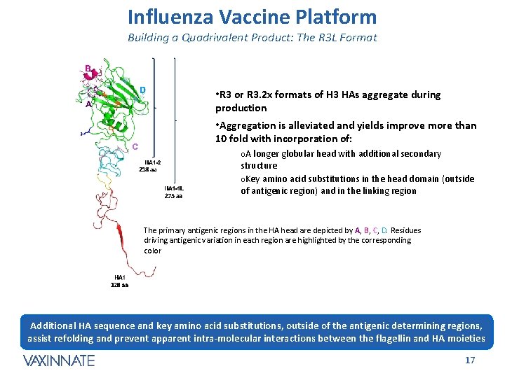 Influenza Vaccine Platform Building a Quadrivalent Product: The R 3 L Format • R