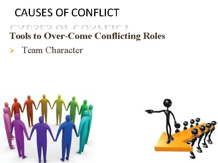 CAUSES OF CONFLICT Tools to Over-Come Conflicting Roles Team Character 