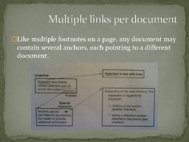 Multiple links per document �Like multiple footnotes on a page, any document may contain