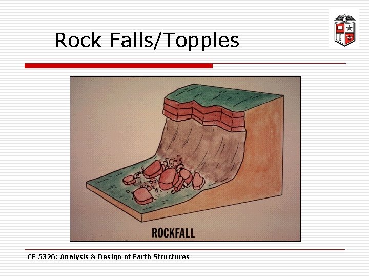 Rock Falls/Topples CE 5326: Analysis & Design of Earth Structures 